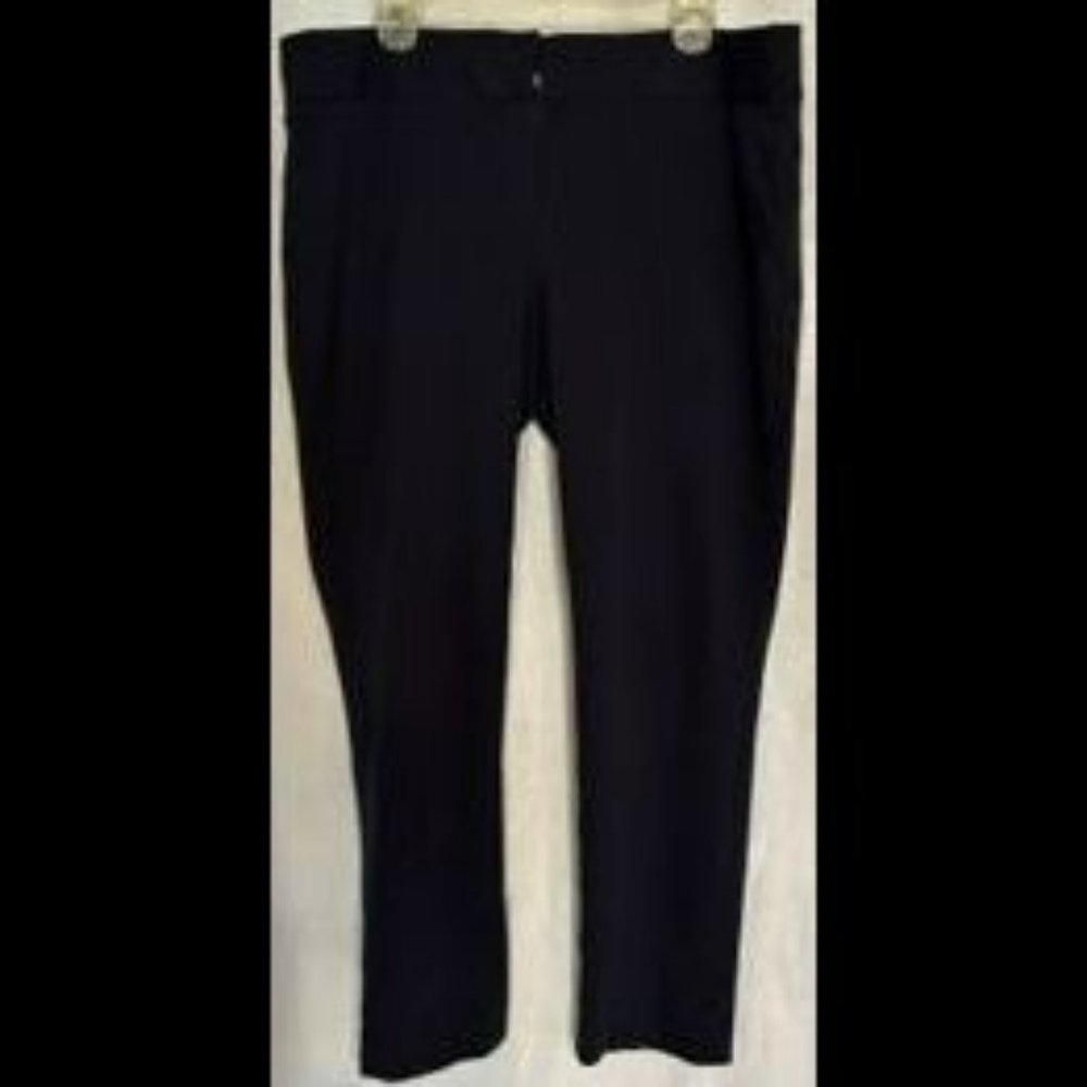 Navy slacks, stretch, front zip/hook, size 14